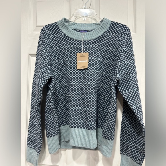 Patagonia Women's L Large Recycled Wool-Blend Crewneck Sweater Blue NWT Cozy - Picture 1 of 9